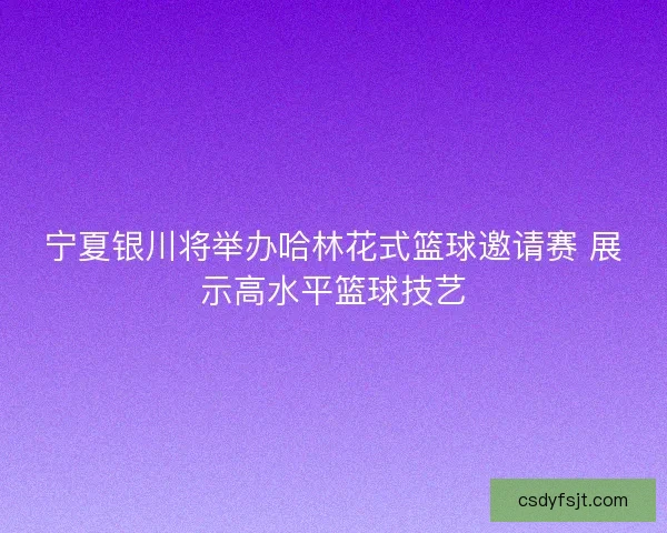 宁夏银川将举办哈林花式篮球邀请赛 展示高水平篮球技艺